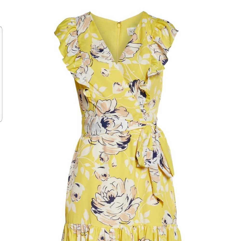 ELIZA J FLORAL RUFFLE YELLOW SPRING/SUMMER DRESS
